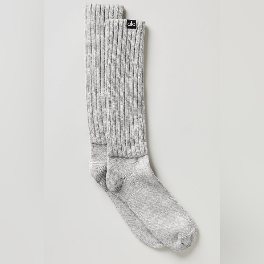 ALO Yoga Gray Dress Socks Ribbed Comfort